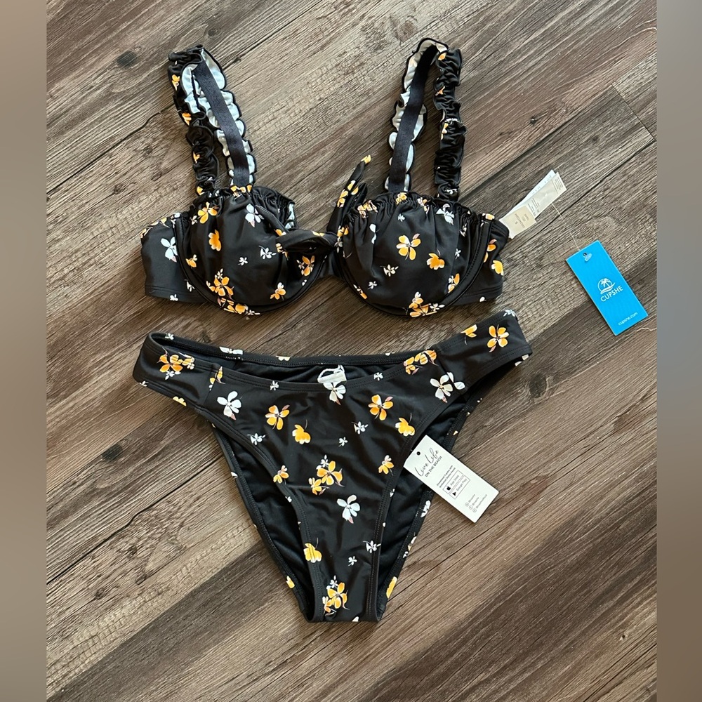 CUPSHE Floral Black Bikini Set - Picture 6 of 6